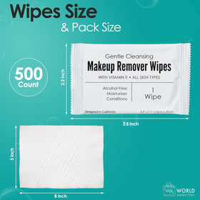 Lingettes démaquillantes World Amenities, taille et format