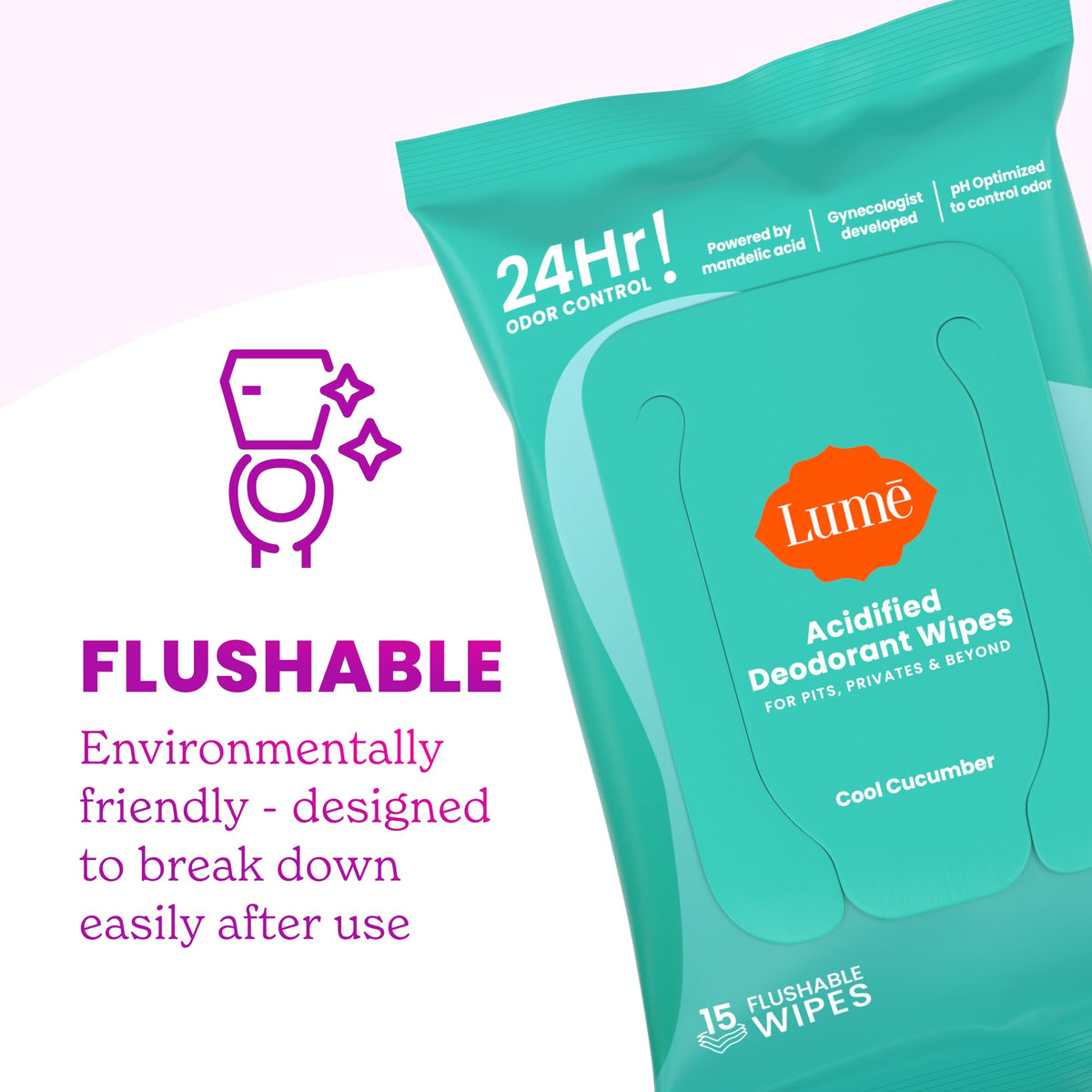 Lingettes Lume avec description sur l'emballage