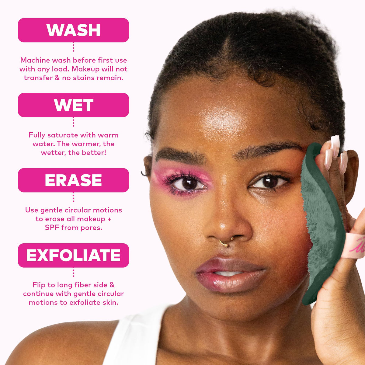 Lingettes MakeUp Eraser étalées sur une surface pour montrer la variété