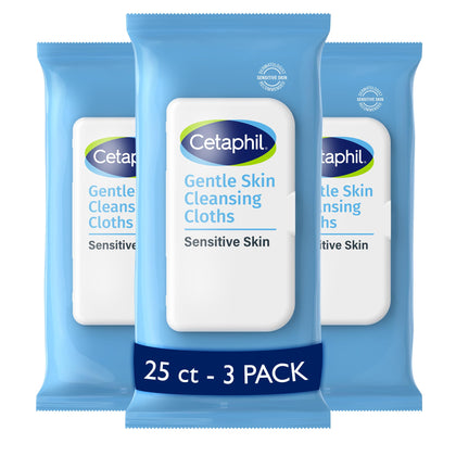 Lingettes nettoyantes Cetaphil dans leur emballage, 75 unités