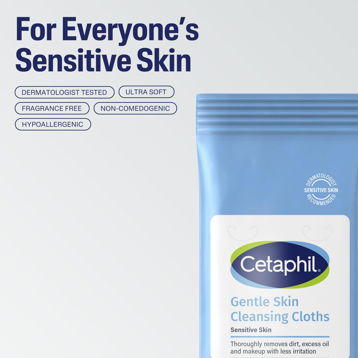 Lingettes nettoyantes Cetaphil, présentation des 10 unités