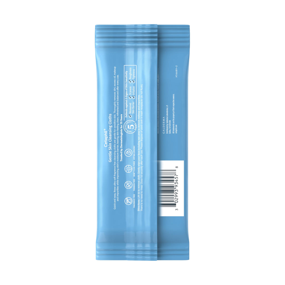 Lingettes nettoyantes Cetaphil, zoom sur l'emballage