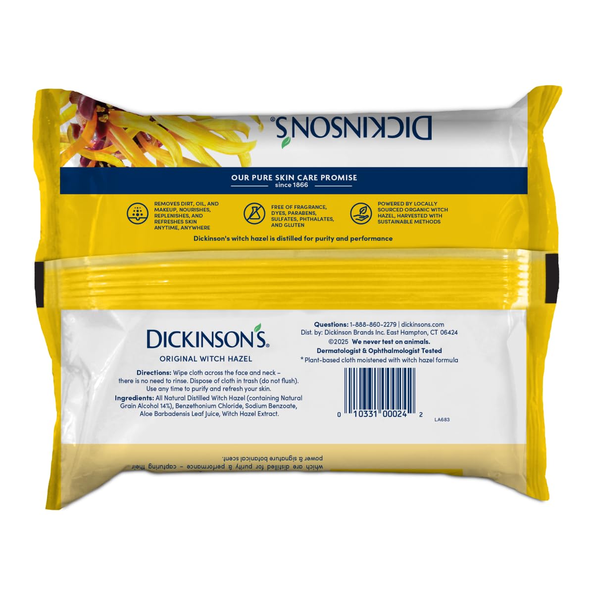Lingettes nettoyantes Dickinson's avec un fond naturel