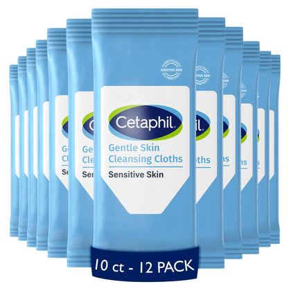 Lingettes nettoyantes douces Cetaphil 10 unités, packaging avant