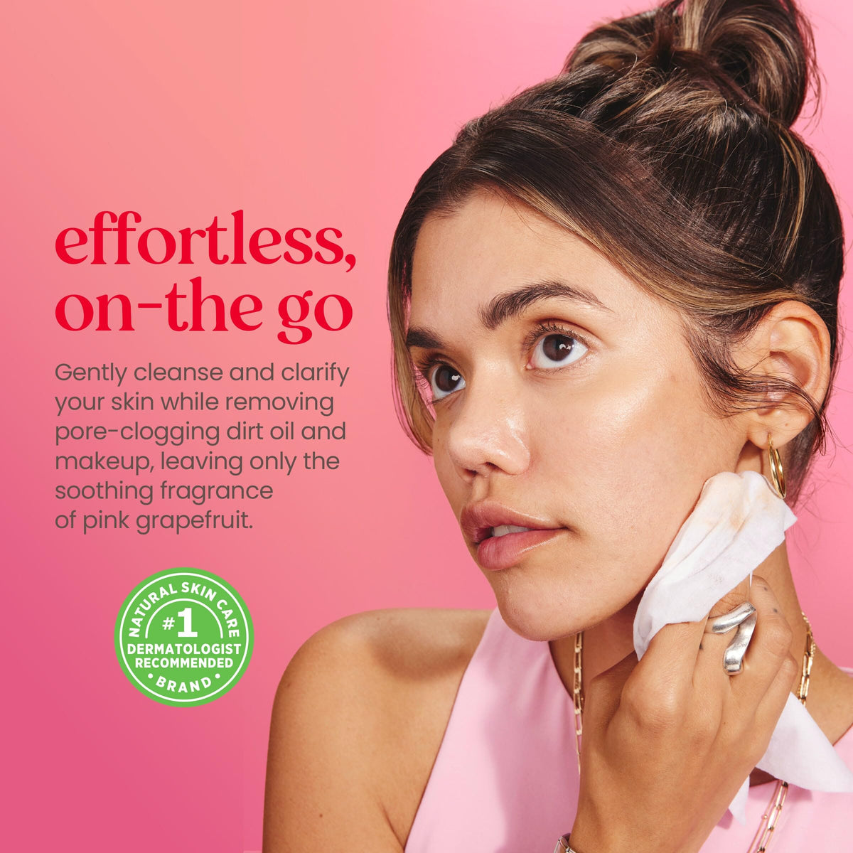 Lingettes visage Burt's Bees au pamplemousse rose avec ingrédients naturels