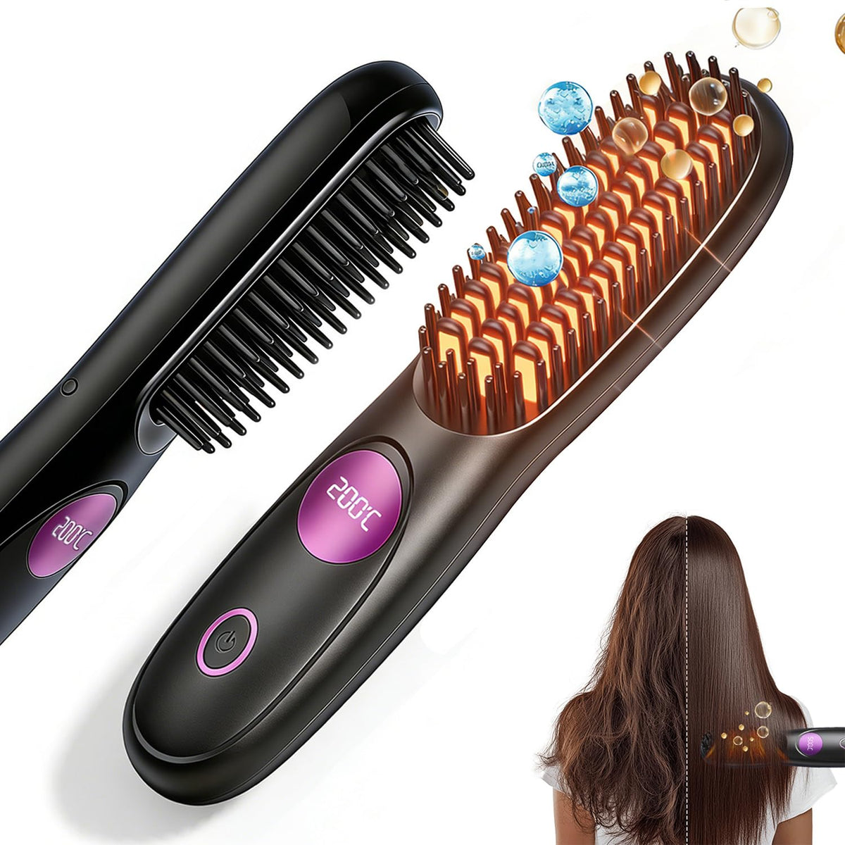 Lisseur de cheveux UILSPNG Go Brush Pro vue de face