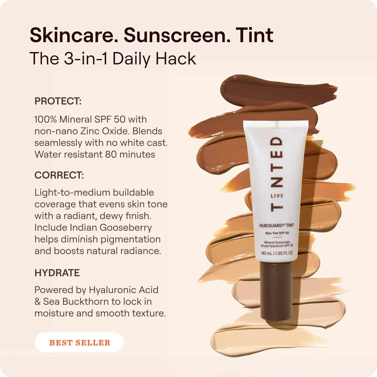 Live Tinted Crème Solaire Teintée SPF 50 Teinte 06 arrière