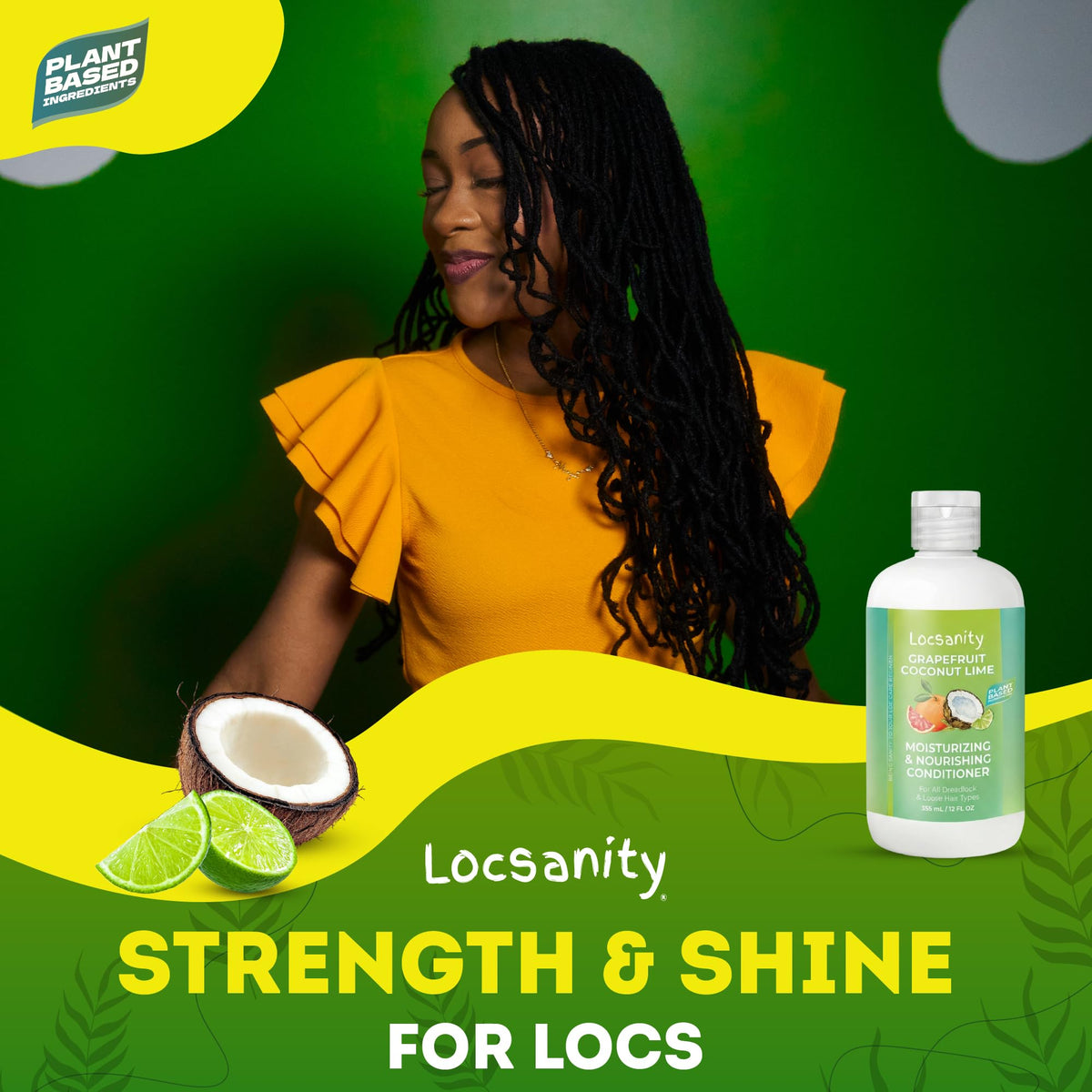 Locsanity Loc Conditioner 12oz avec une main tenant le produit