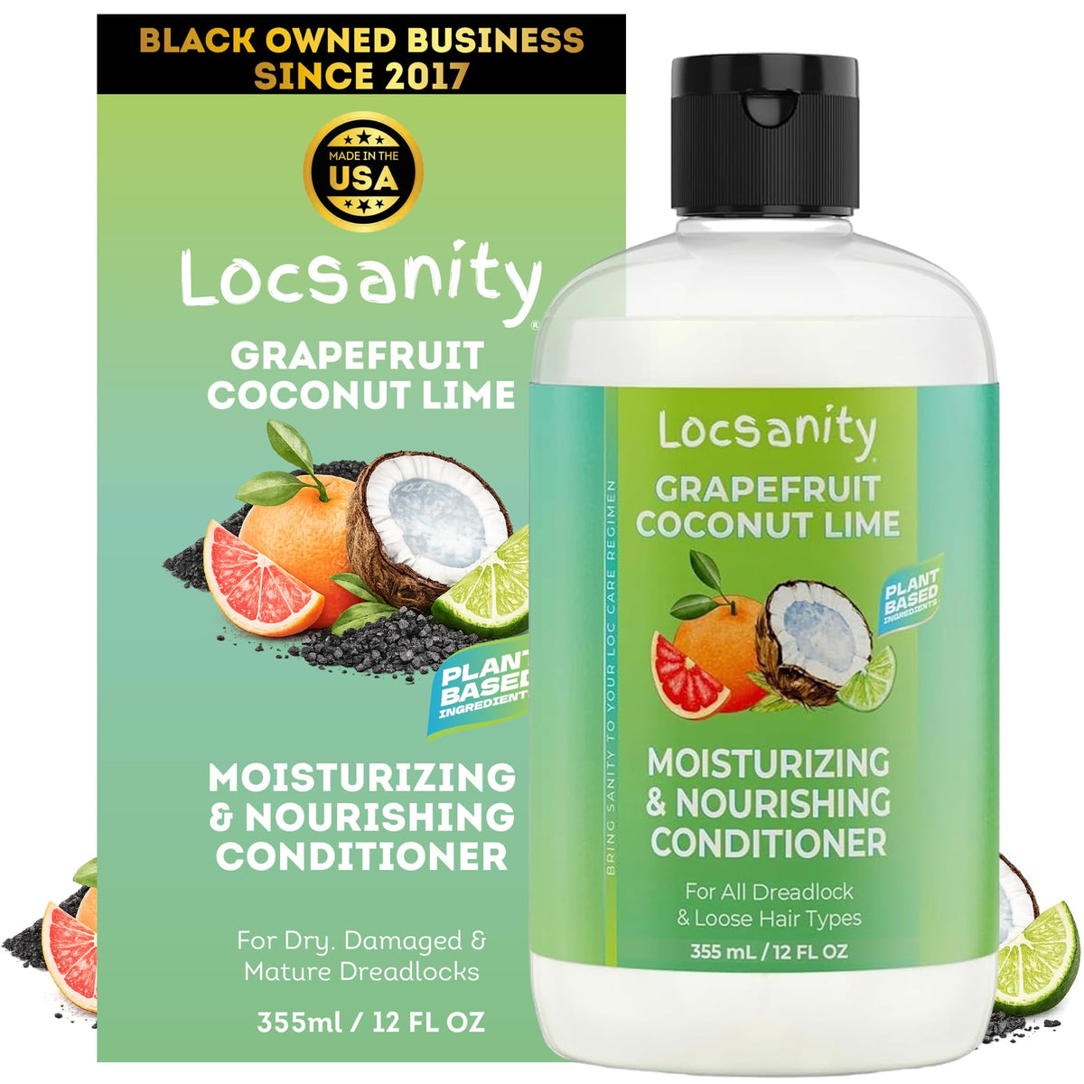 Locsanity Loc Conditioner 2-en-1 12oz avec étiquette visible