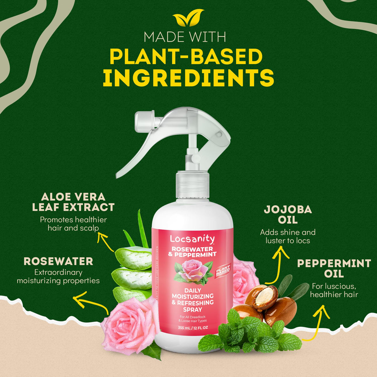 Locsanity Spray Hydratant avec étiquette détaillée