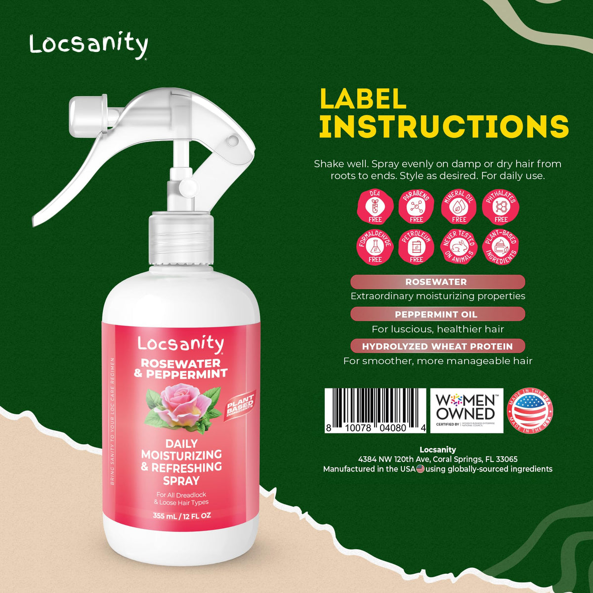 Locsanity Spray près de plantes vertes