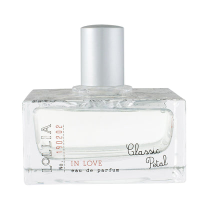 LOLLIA In Love Eau de Parfum 100 ml flacon avant avec motif de rose blanche