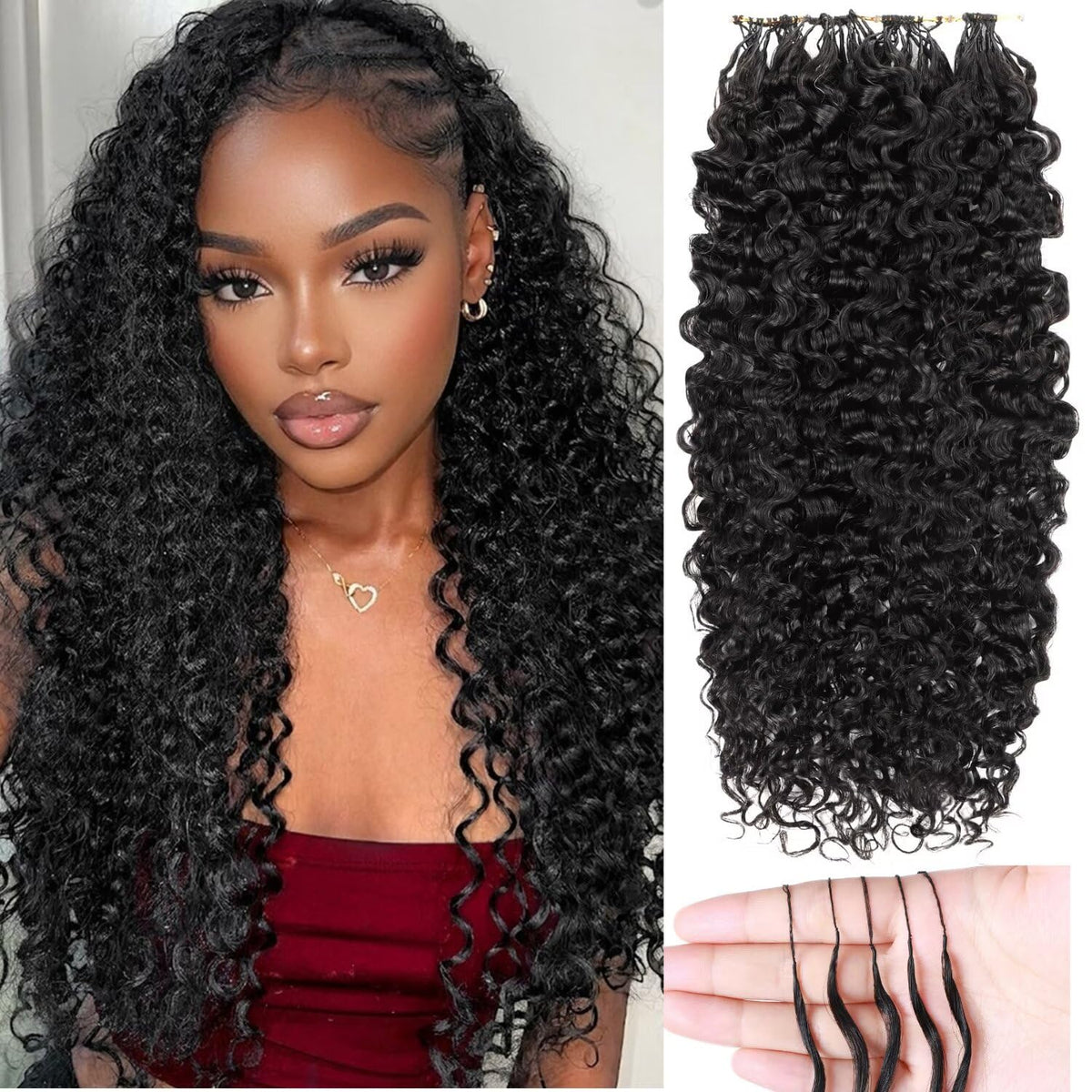 LOLly Hair 20 pouces extensions crochets en cheveux humains couleur noire