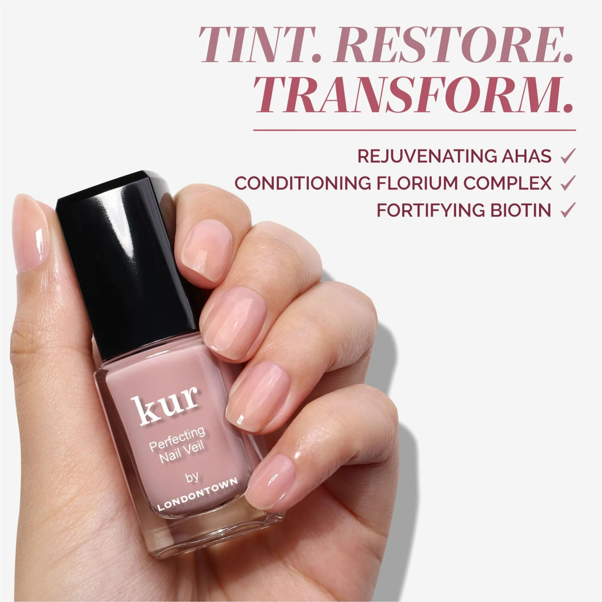 LONDONTOWN kur Perfecting Nail Veil #4 Dusty Rose Tint en ambiance