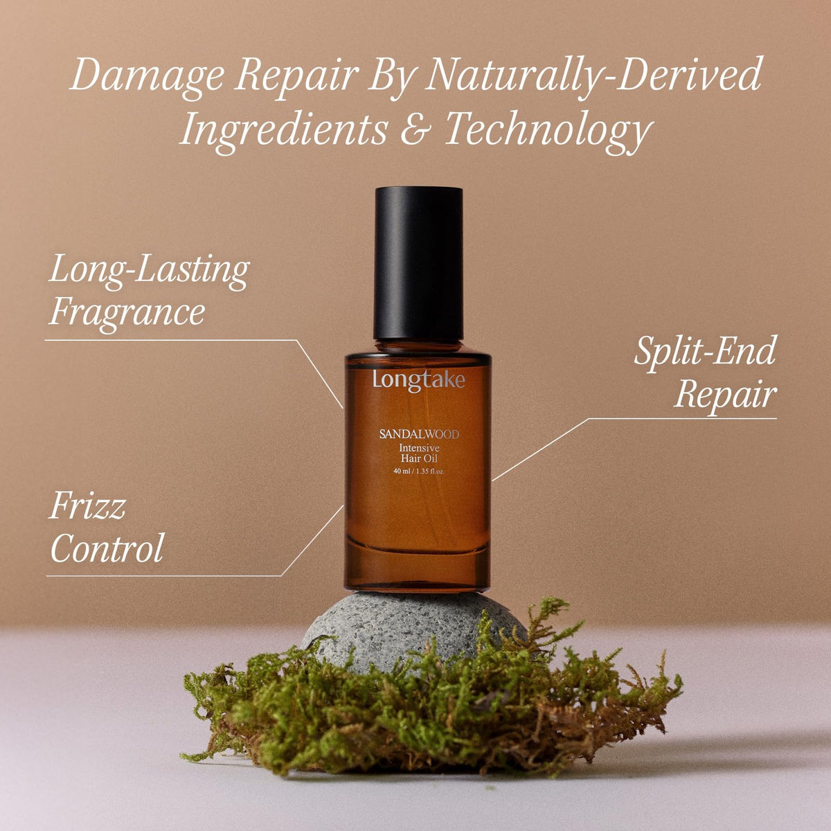 LONGTAKE huile parfumée cheveux santal 40 ml avec bouchon
