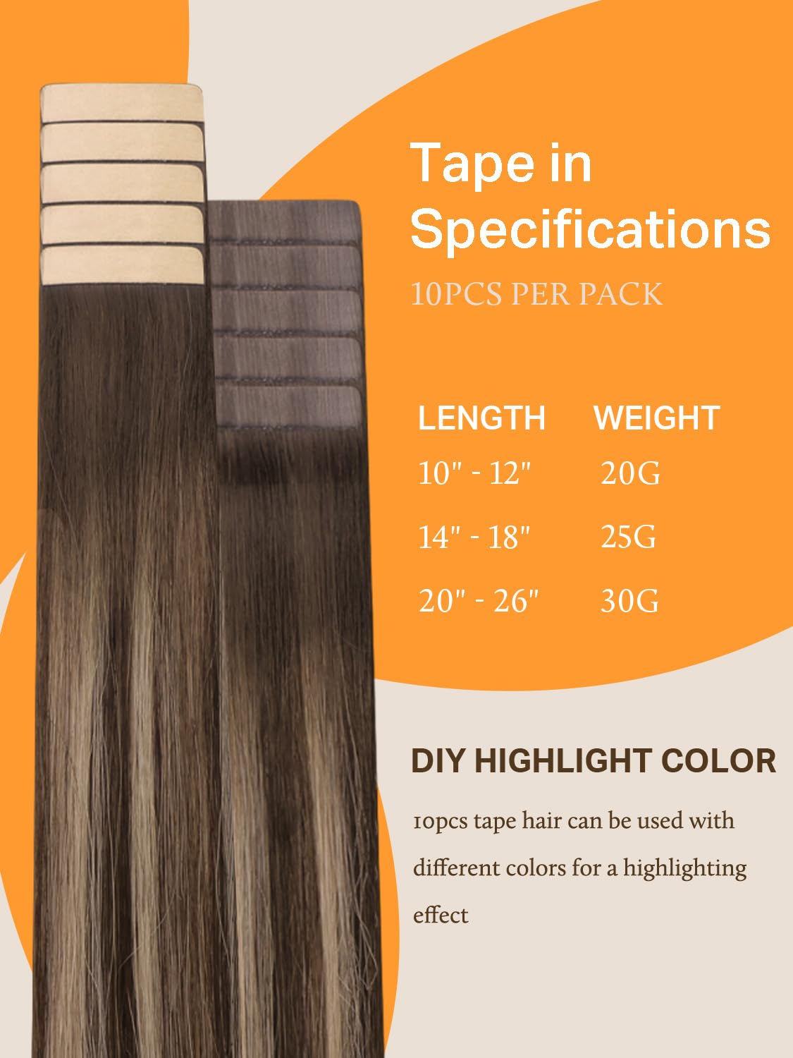 Longueur des extensions de cheveux DOORES 10-26 pouces