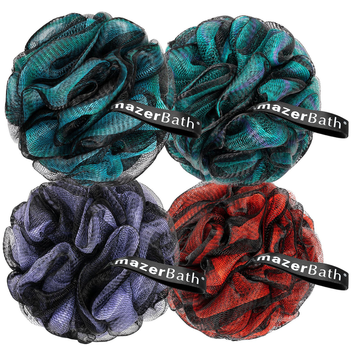 Lot de 4 éponges de luffa AmazerBath en différentes couleurs