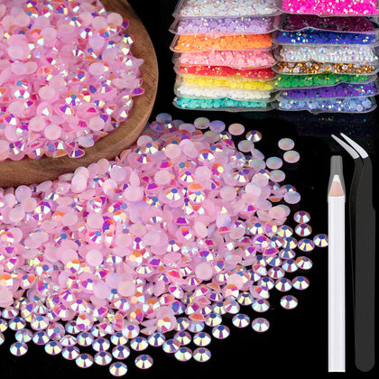 Lot de strass en résine rose AB de 3mm dans un emballage