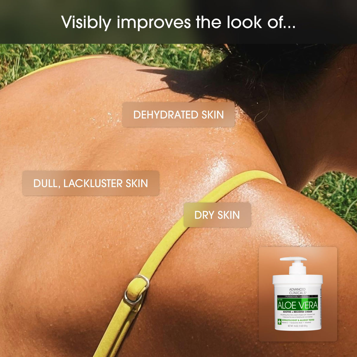 Lotion Aloe Vera Advanced Clinicals en environnement naturel