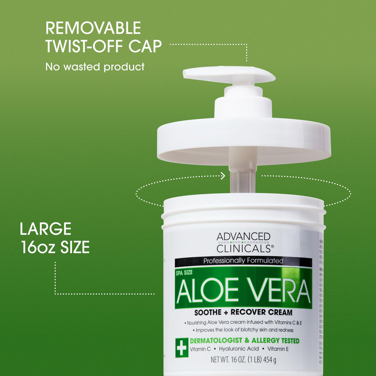 Lotion Aloe Vera Advanced Clinicals sur une table avec des plantes