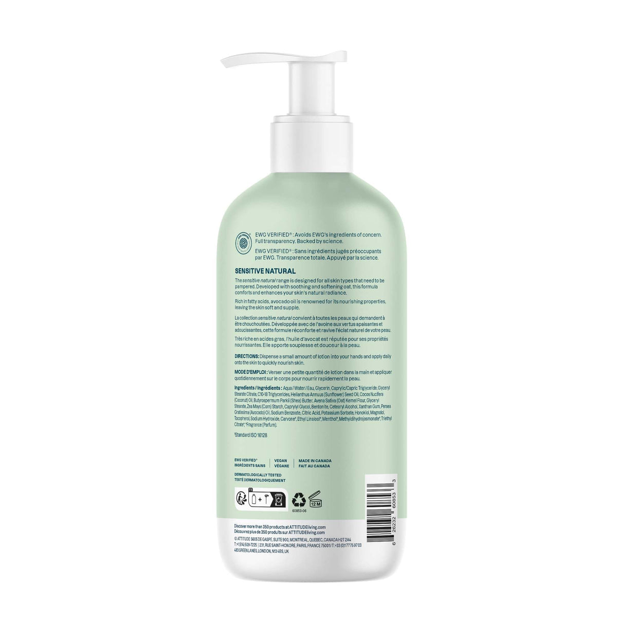 Lotion ATTITUDE pour le corps avec étiquette EWG Verified