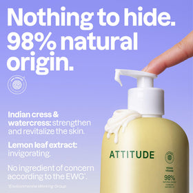 Lotion ATTITUDE sur une surface avec des ingrédients naturels