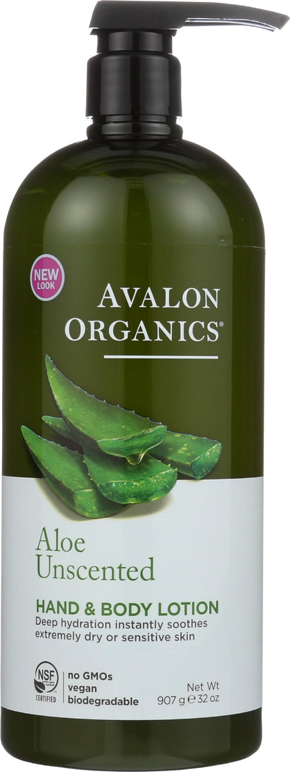 Lotion Avalon Organics Aloe Vera Sans Parfum 32 Oz vue de face