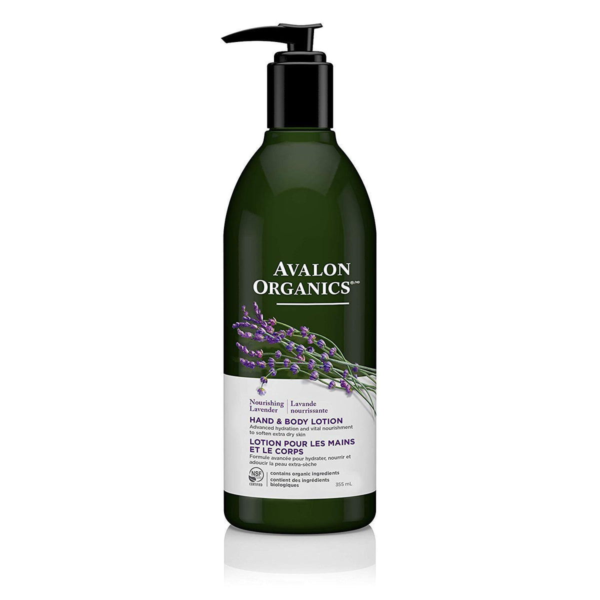 Lotion Avalon Organics pour les mains et le corps Lavande 390g, vue de face