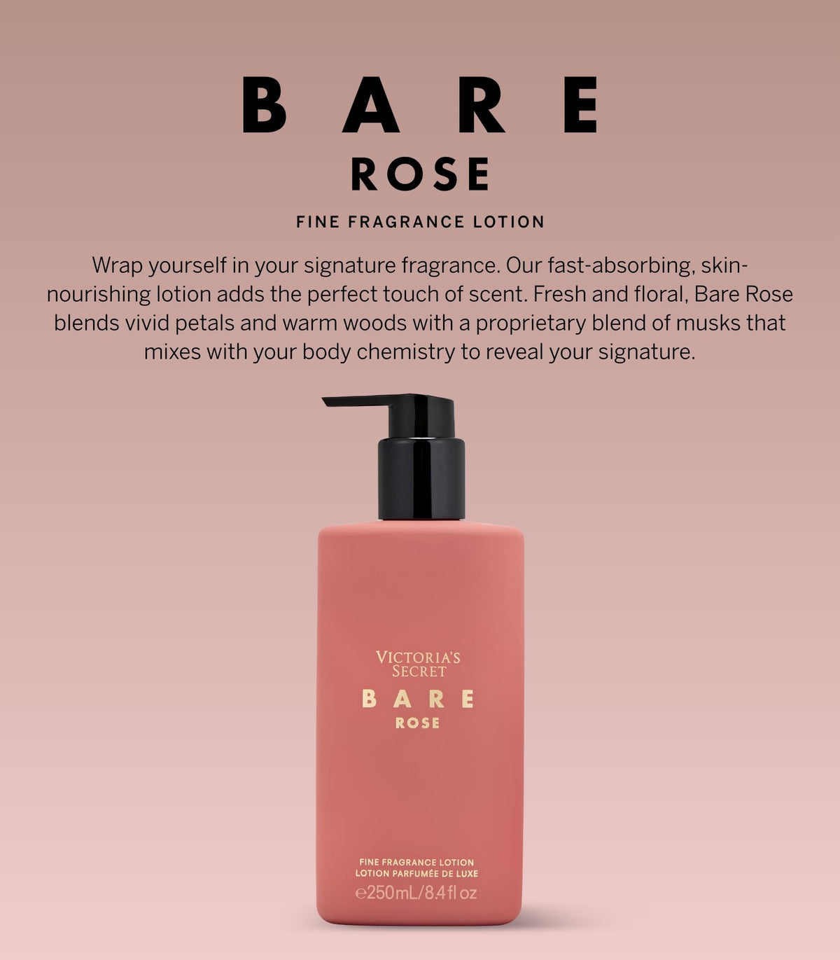 Lotion Bare Rose avec son packaging élégant