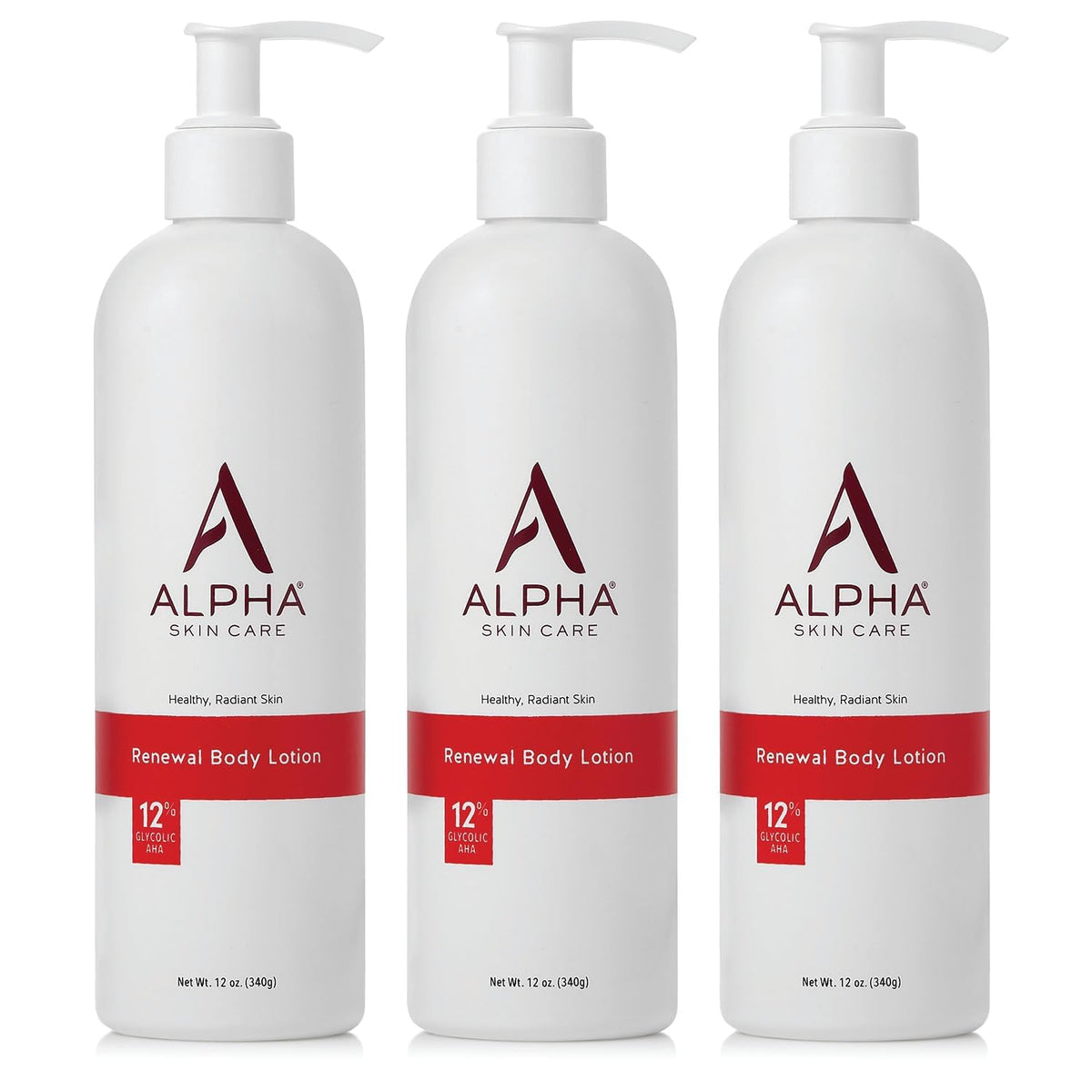 Lotion corporelle Alpha 12% AHA vue avant avec étiquette