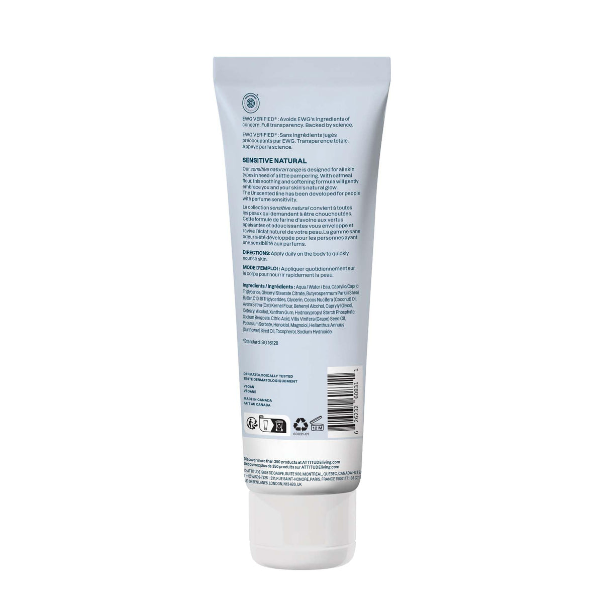Lotion corporelle ATTITUDE SENSITIVE 271g à côté d'autres soins de la peau
