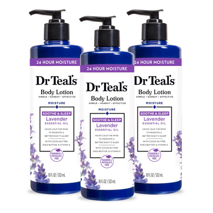 Lotion corporelle Dr Teal's à la lavande vue avant 3 x 532 ml