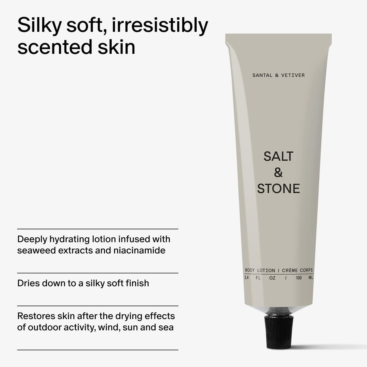 Lotion corporelle Salt & Stone avec vue de dos