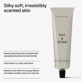 Lotion corporelle Salt & Stone avec vue de dos