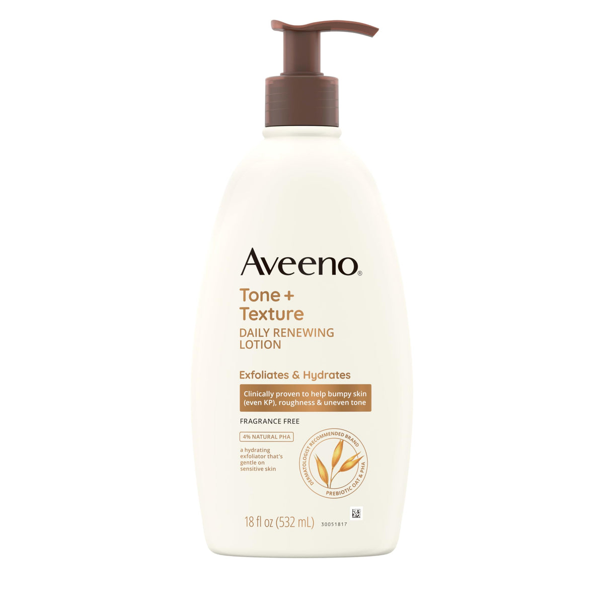 Lotion corps Aveeno Tone + Texture 532 ml vue de face