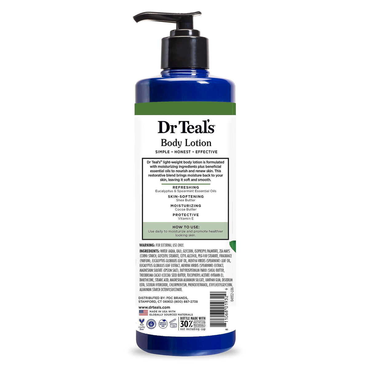 Lotion corps Dr Teal's vue de côté avec texture visible