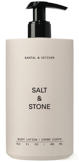 Lotion Corps Salt & Stone 560g vue avant avec étiquette Santal & Vetiver