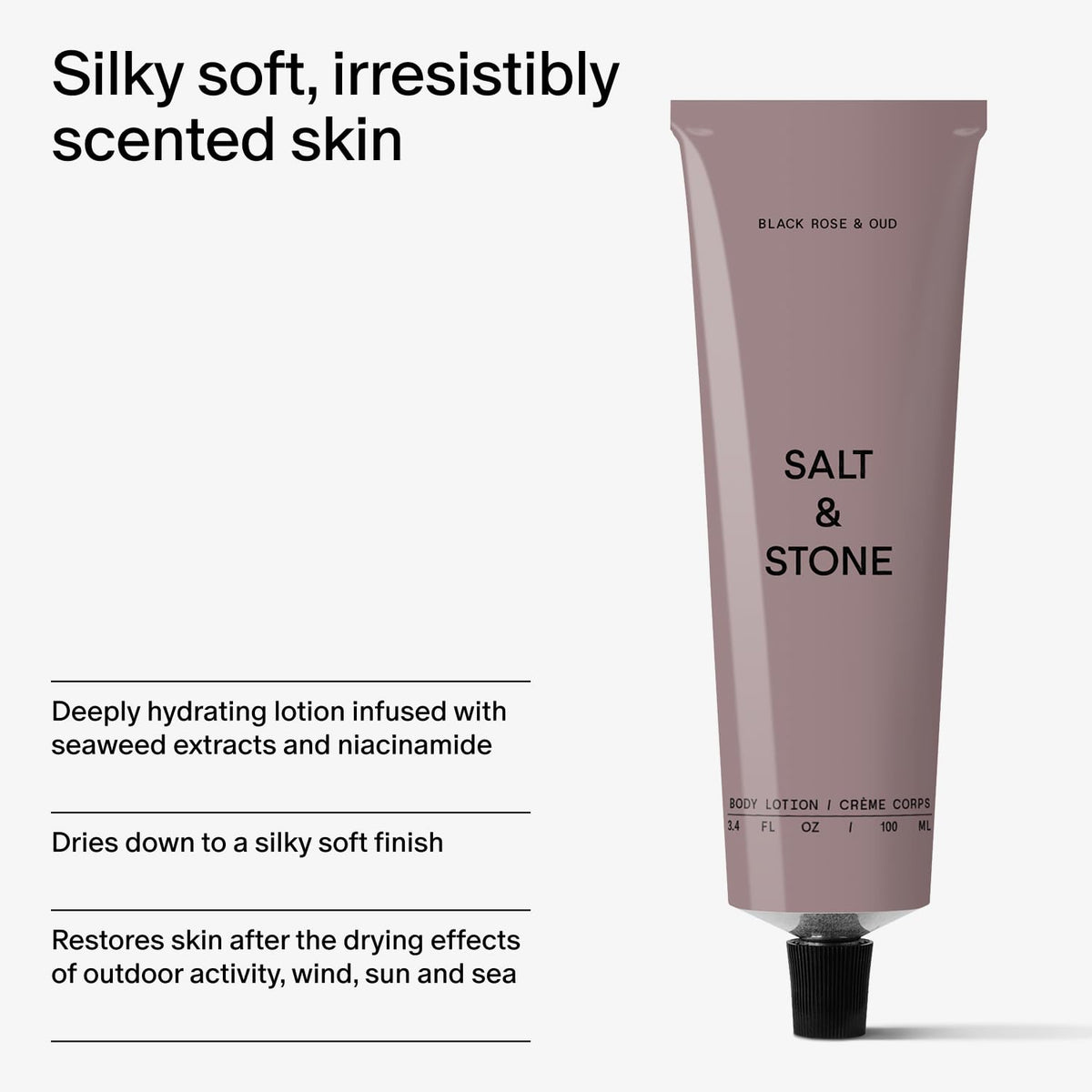 Lotion corps Salt & Stone avec fond floral