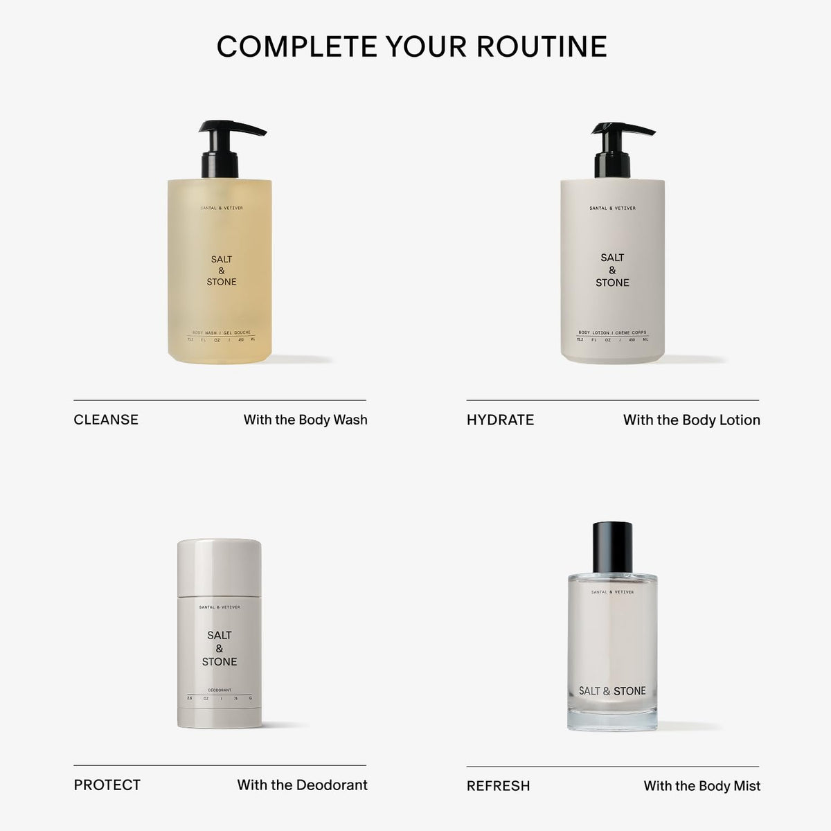 Lotion Corps Salt & Stone avec produits de soins de la peau