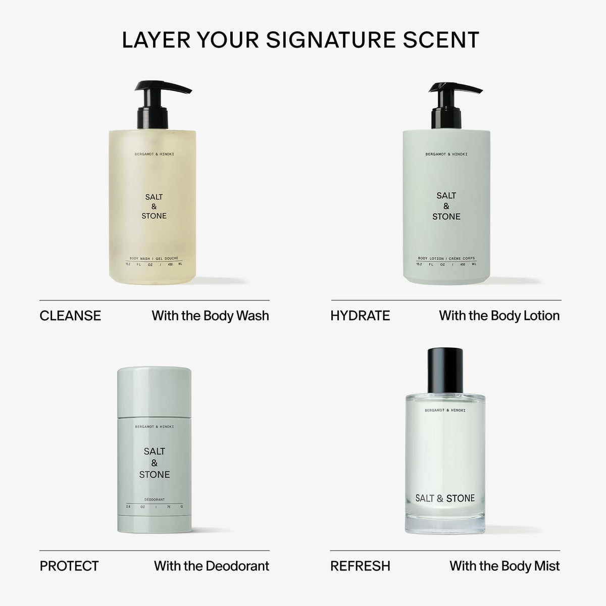 Lotion Corps Salt & Stone sur une serviette de bain