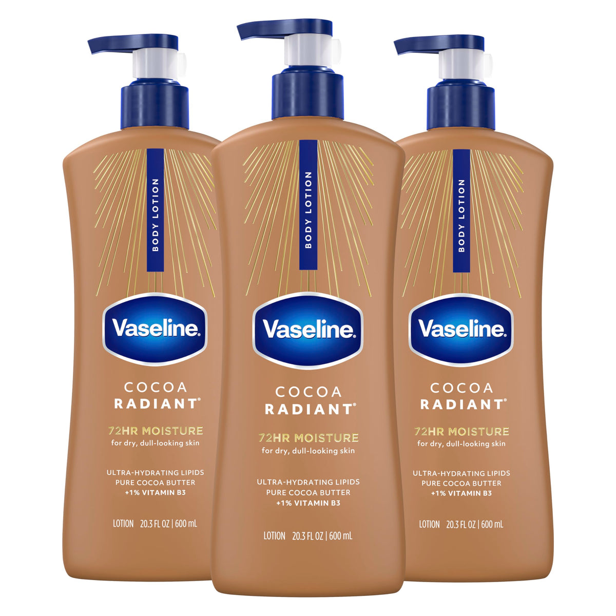 Lotion Corps Vaseline Cocoa Radiant 3 pack 20,3 Oz vue avant