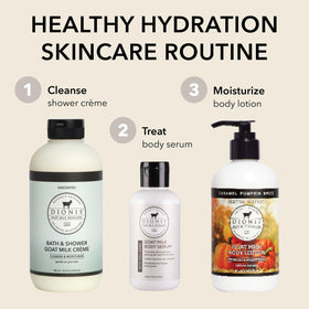 Lotion Dionis au lait de chèvre Caramel Pumpkin Spice avec décor automnal