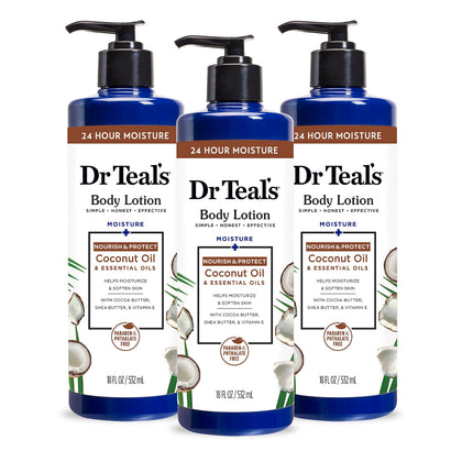Lotion Dr Teal's 24h hydratation à l'huile de coco vue avant
