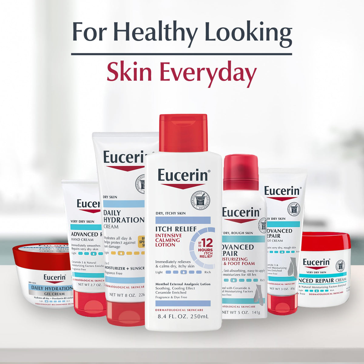 Lotion Eucerin avec bouchon ouvert