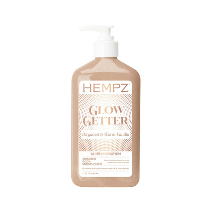 Lotion Hempz Glow Getter 500 ml vue avant avec éclat scintillant