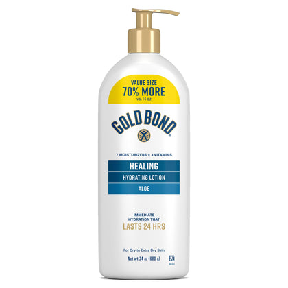 Lotion Hydratante Gold Bond 24 Oz vue de face avec pompe