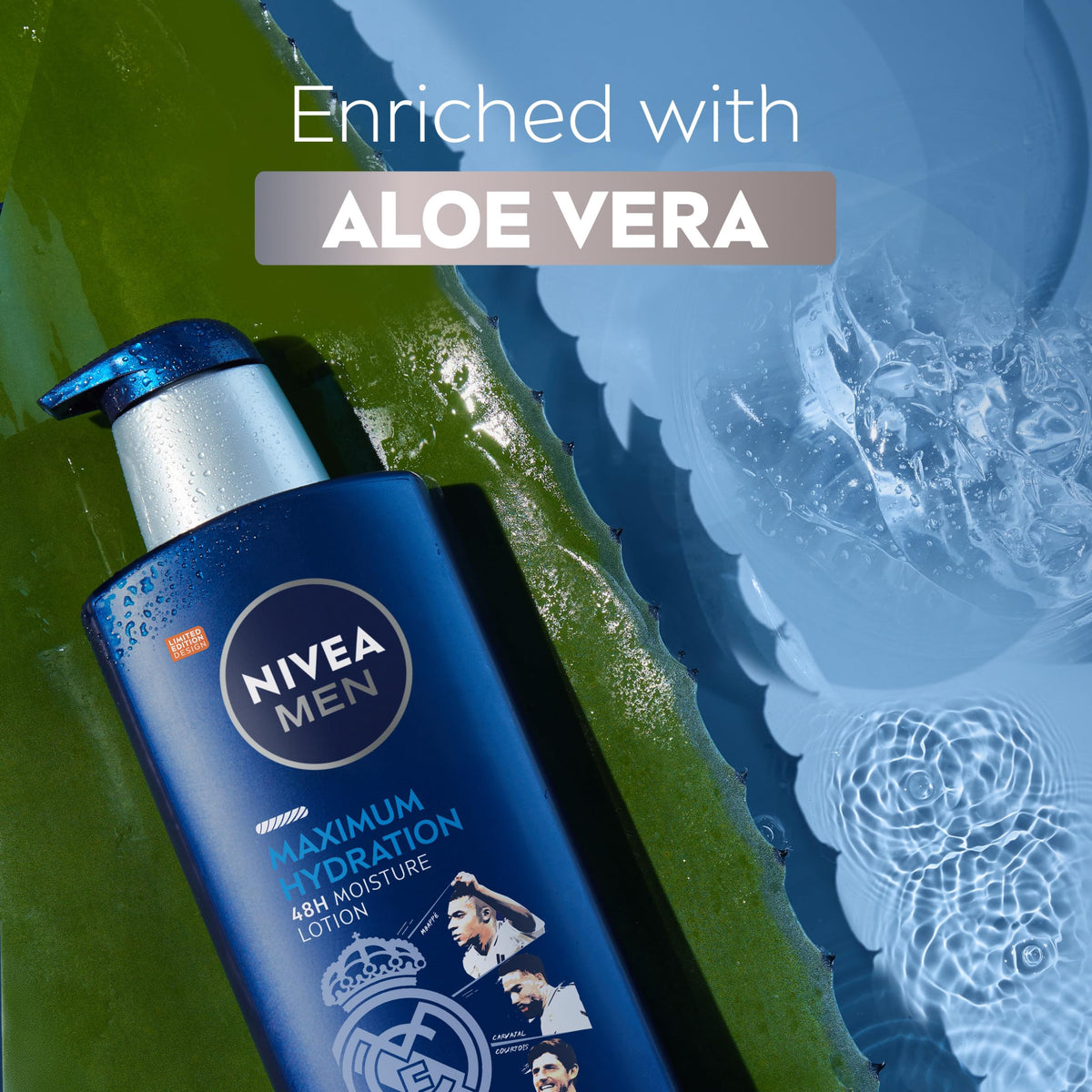 Lotion hydratante NIVEA MEN sur un fond de salle de bains