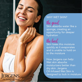 Lotion Jergens pour le corps, texture crémeuse sur la main