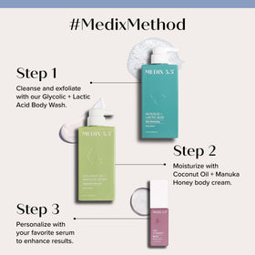Lotion Medix 5.5 sur une table en bois