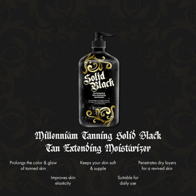 Lotion Millennium Tanning 558g vue arrière avec ingrédients